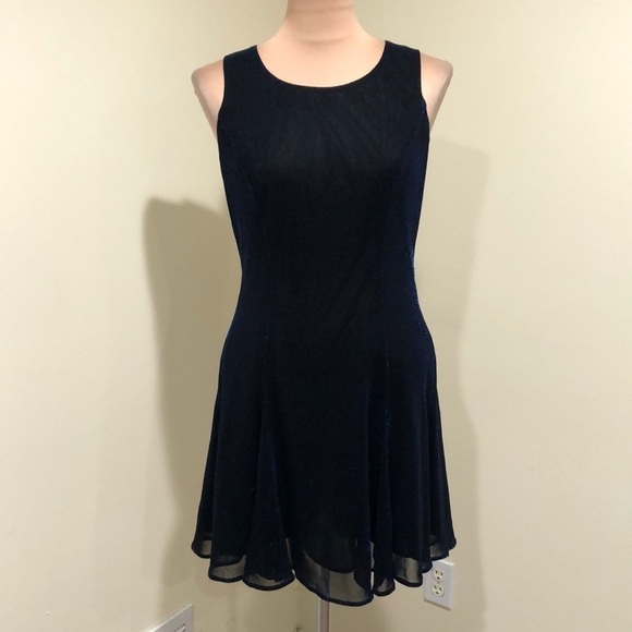 Vintage 90s Metallic Blue Dress Size 8 Corset Lace Up Back - Picture 2 of 10